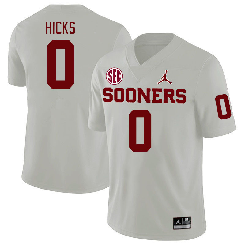Men #0 Kalib Hicks Oklahoma Sooners 2024 SEC Conference College Football Jerseys-White